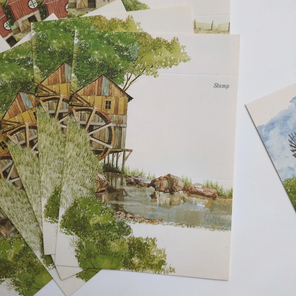Vtg Current Inc Countryside Just-A-Not Watercolor Nature Postcard Stationery Set